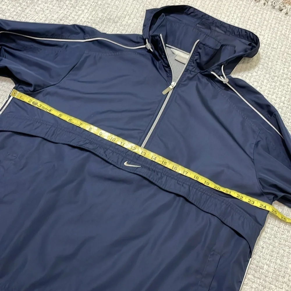 Nike Swoosh Hidden Hood Pullover Anorak Windbreaker Jacket Mens Medium Blue